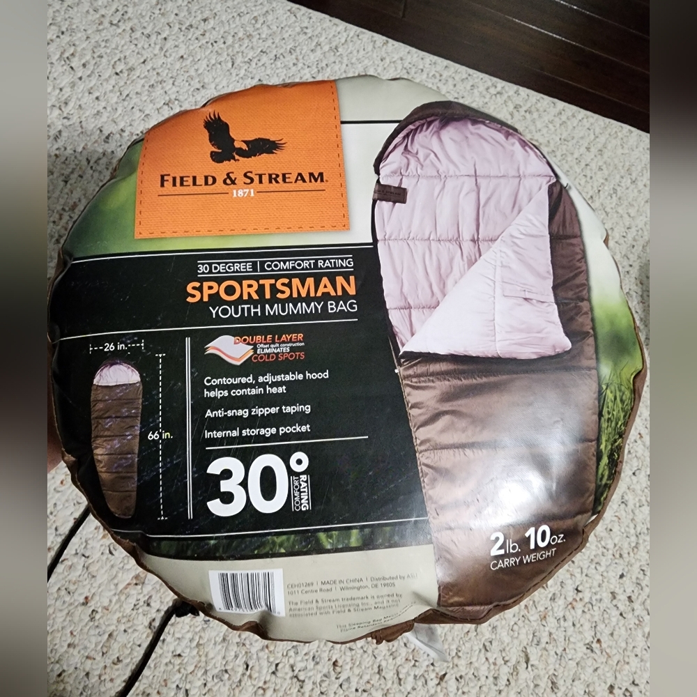 NEW Field & Stream YOUTH mummy bag / sleeping bag 30°